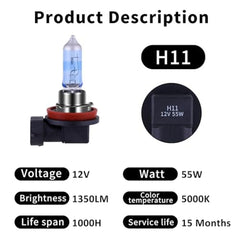 H11 100w Halogen Xenon Headlight Replacement 2x Light Bulb Lamp 6000K White