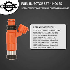 Fuel Injector 4 Holes 4Pcs | Replacement for Yamaha Outboard 115 HP Marine Mitsubishi Eclipse Galant Mirage Chrysler Dodge Suzuki | Replace# 68V-8A360-00-00, INP-771, CDH-210