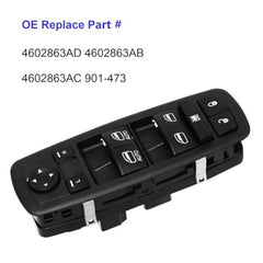 Front Left Driver Side Master Power Control Window Switch for Dodge Ram 1500 2500 3500 Truck Quad Mega Crew Cab 2009 2010 2011 2012 Replace 4602863AD 4602863AB 4602863AC 901-473 (3 Pins + 9 Pins)