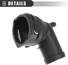 Motoforti Upper Radiator Coolant Hose Connector, for Volkswagen Eos 2009-2016, Plastic, 3C0122291D, Black