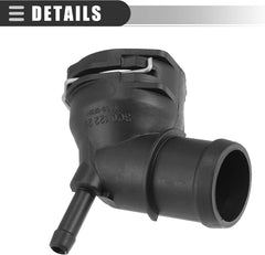 Motoforti Upper Radiator Coolant Hose Connector, for Volkswagen Eos 2009-2016, Plastic, 3C0122291D, Black