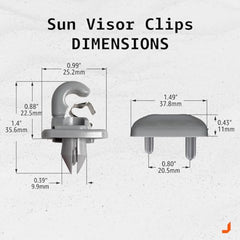 2XQ5 Sun Visor Clip Replacement Compatible with Audi, Sunvisor Inner Clips for A1 A3 A4 A5 A6 Q3 Q5 S3 S4 S5 TT, ABS Construction Interior Sunscreen Holder Hook, OEM #8U0857562A (Gray)