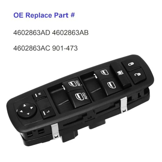 Front Left Driver Side Master Power Control Window Switch for Dodge Ram 1500 2500 3500 Truck Quad Mega Crew Cab 2009 2010 2011 2012 Replace 4602863AD 4602863AB 4602863AC 901-473 (3 Pins + 9 Pins)
