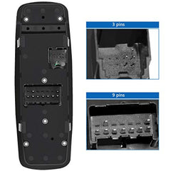 Front Left Driver Side Master Power Control Window Switch for Dodge Ram 1500 2500 3500 Truck Quad Mega Crew Cab 2009 2010 2011 2012 Replace 4602863AD 4602863AB 4602863AC 901-473 (3 Pins + 9 Pins)